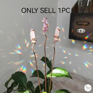 1Pcs Crystal Plant Stick Crystal, Flower Pot, Plant Growth Rack, Indoor Plant Trellis, Sun Catcher, Office Indoor Plant Accessories, Unique Thanksgiving Gift