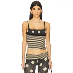 Jaded London Stripe Ruched Top in Polka Dot