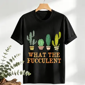 What The Fucculent Cactus Design Women's Cotton T-Shirt For Women Casual Streetwear Round Neck Soft Comfortable Summer Wear Easy Care