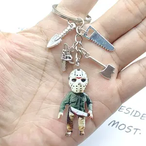 [Horror-Themed Keychain] Horror-Themed Keychain with Masked Figure - Zinc Alloy, Durable & Stylish, Perfect for Backpacks & Bags, Ideal for Valentine's Day Gift, Unique Gift Item|Stylish Keychain|Durable Zinc Alloy