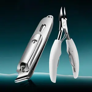 High-End Single Nail Clipper Set, Large Slanted Cuticle Nipper, Home Use Flat Mouth Nail Clippers, 2-Piece Kit for Ingrown Toenails Removal