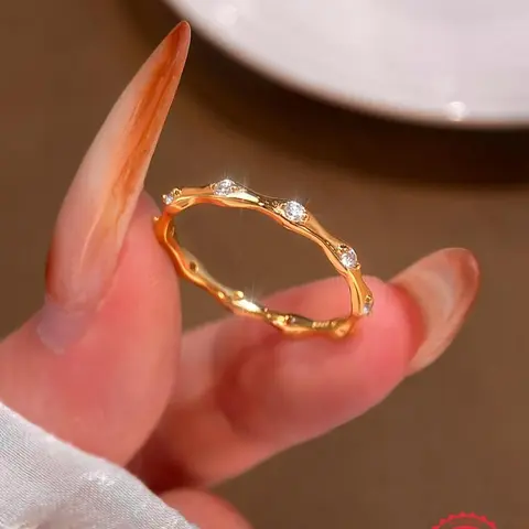 S925 Sterling Silver Simple Geometric Bamboo Design Ring, Elegant Casual Ring, Fashion Accessories for Women, Trendy All-match & Exquisite Jewelry for Birthday Gift, Elegant Everyday Ring, Beautiful Rings