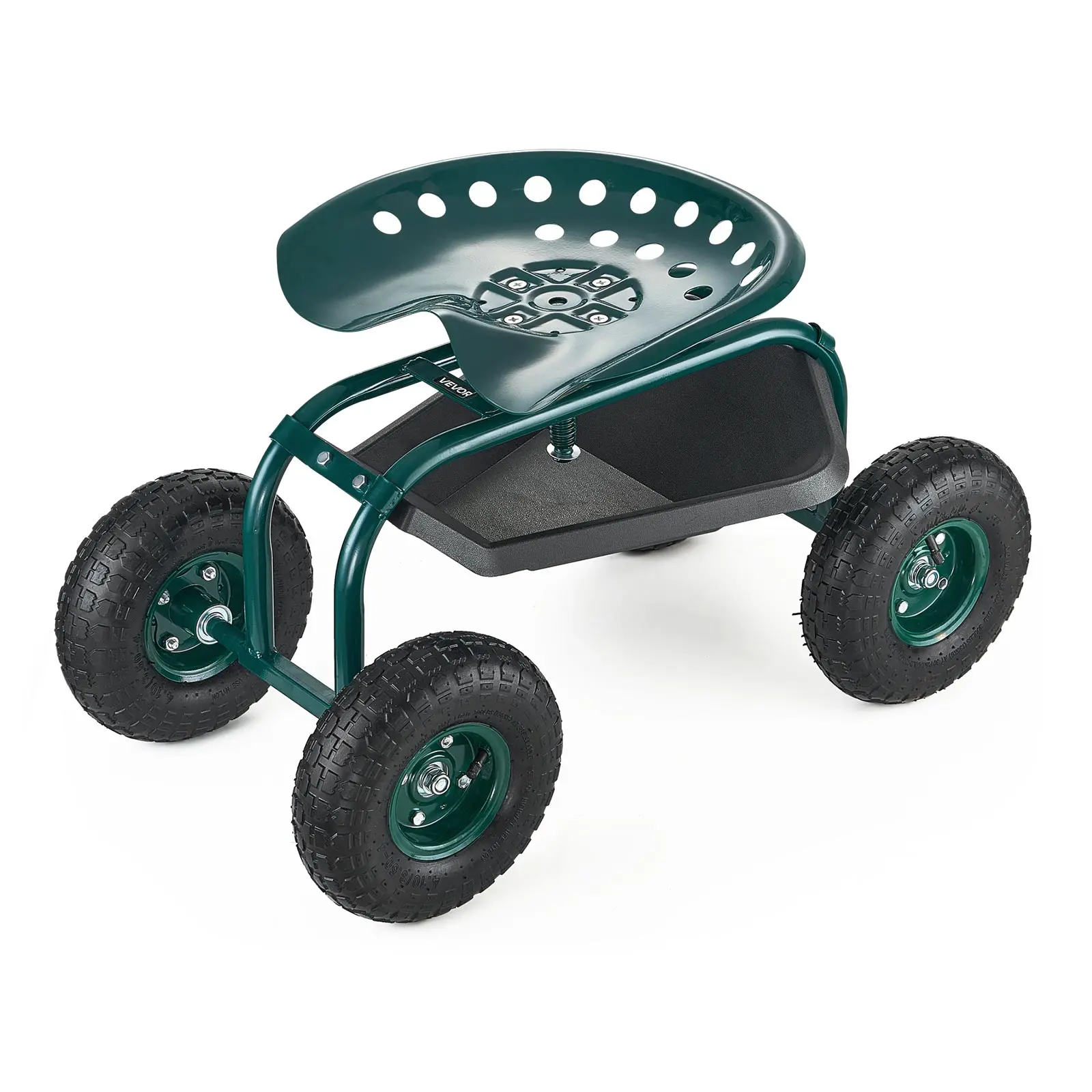 【SummerFinds】VEVOR  Rolling Garden Cart with Swivel Seat, Heavy Duty Garden Seat with Storage Basket & Tool Tray, 300 lbs Weight Capacity, Outdoor Utility Gardening Stool Scooter for Lawn Yard Planting Weeding