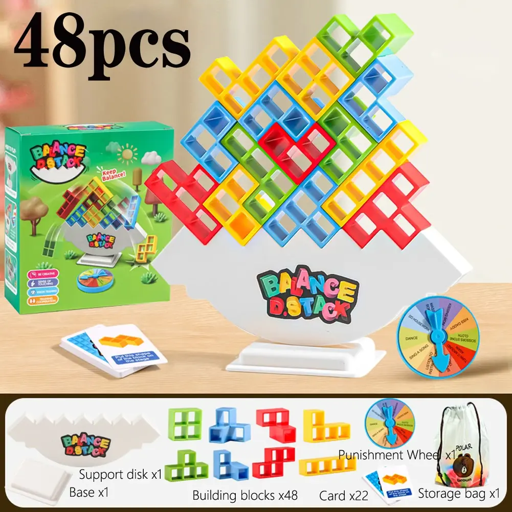 Balance Stacking Game, Tower Board Game, for Kids & Adults, Family Parties, Travel, and Team Building - Holiday Gifts
