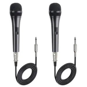 2-Pack Cardioid Dynamic Vocal Microphones with 15 ft , 6.35mm Wired Microphone for Singing/Singing Machine Karaoke Microphone