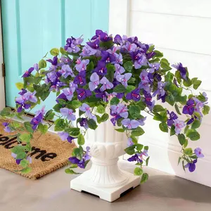 Artificial Fake Flowers for Decoration, 2 Pcs Faux Bougainvillea Flower for Planters Look Real UV Resistant for Home Porch Balcony Yard Decor(Purple)