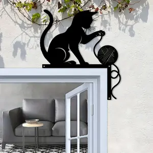 Cat Outline Metal Wall Art, Humorous Hanging Decoration, Ideal Father's Day Gift, Halloween & Christmas Decor, Home Cat Decorations