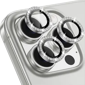 Silver Color Aluminum Alloy 9h Tempered Glass Camera Lens Protector for iPhone 17/16/15/14/13/12/11 Pro Max, High Transparency Edge Protection Case