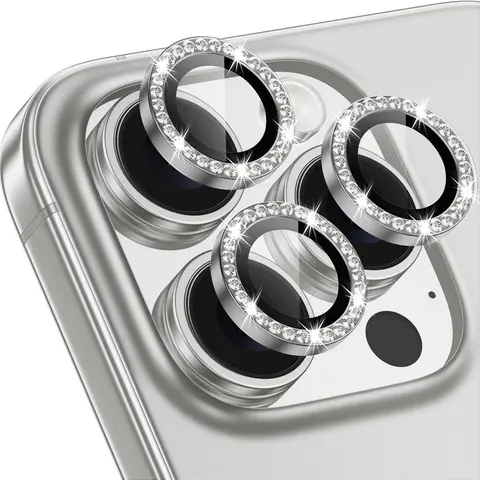 Silver Color Aluminum Alloy 9h Tempered Glass Protective Smartphone Camera Lens Protector for iPhone 17/16/15/14/13/12/11 Pro Max, High Transparency Edge Protection Case Accessories, Mobile Phone Accessories