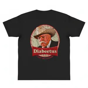 Diabeetus Print Round Neck Tee Wilford Brimley Regular Fit Casual Short Sleeve Crew Neck T-Shirt y2k cotton fashion Streetwear Shortsleeve Casual FashionTop Tropical