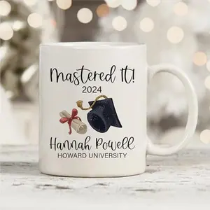 Trully Masters Degree Mug, Graduation Gift For Her Him, Mastered It 2024 Mug, Graduation 2024 Master's Degree Cup, Cute Personalized Graduate Mug