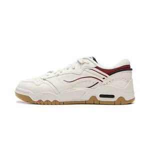 LiNing Men's Chunky Low-Top Casual Walking Sneakers - Slip-Resistant Cushioning, Lightweight, Thick Sole, Graphic Print, White-Red Trendy Walking Sneakers (Maison Mihara Official Pair)