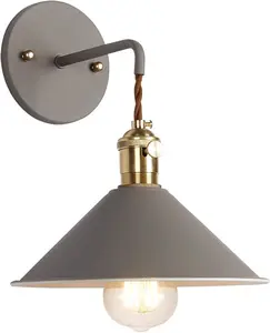 Wall Sconce Lamps Lighting Fixture with on Off Switch,Gray Macaron Wall lamp E26 Edison Copper lamp Holder with Frosted Paint Body Bedside Bathroom Vanity Lights