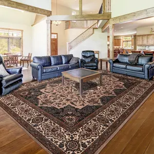 5x7 Ft Area Rug for Living Room Machine Washable Large Brown Rugs for Dining Room Non-Slip Backing Vintage Carpet for Bedroom Office Dining Room Nursery Farmhouse Home Decor Grey Brown Orange 4x6 Feet 5x7 Feet