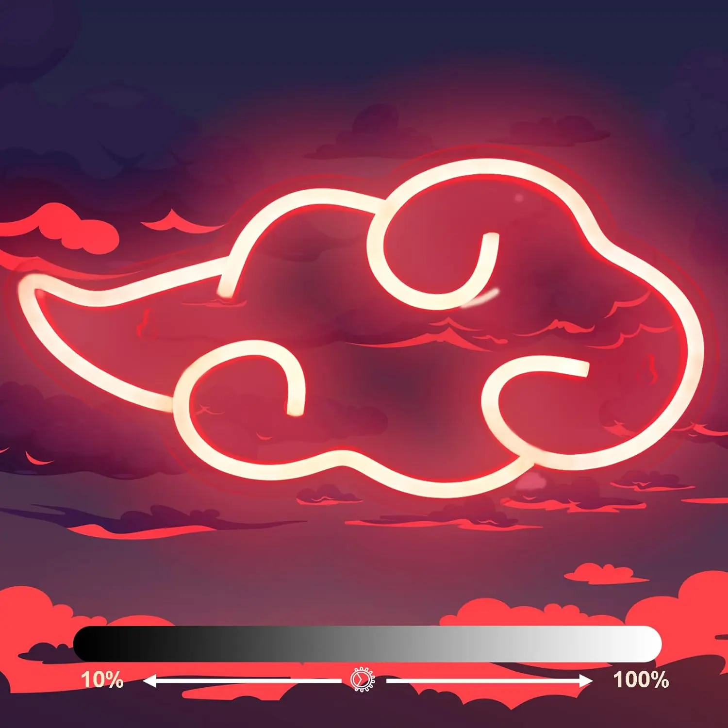 Anime Neon Sign, LED Red Cloud Neon Signs for Wall Decor, Gaming Neon Sign Wall Signs USB Night Neon Light for Bedroom Game Room Man Cave Party, Gifts for Your Son, Boyfriend