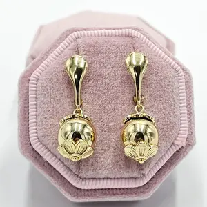 Women's Fashionable Non-Piercing Earrings - 4cm Plain Ball Single Ear Drop, Metal-Coated Lightweight Secure-Fit Costume Jewelry, Fashionable Earrings