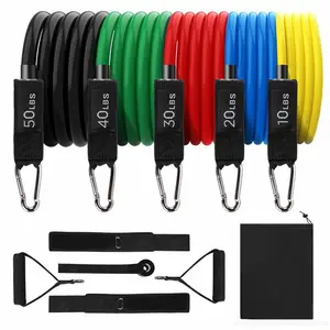 Professional Resistance Band Set, 1 Set Resistance Bands with Foam Handle & Foot Rings & Foam Door Fastener & Storage Bag, Portable Home Gym Accessories