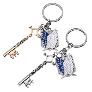 Anime Attack On Titan Keychain Shingeki no Kyojin Scouting Legion Emblem Pendant Key Chain for Women Men Cosplay Jewelry Gift