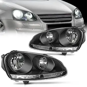 Nilight 2005 2006 2007 2008 2009 2010 Volkswagen Jetta 2006 2007 2008 2009 VW Rabbit GTI Headlight Assembly Black Housing Clear Reflector