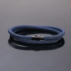 Magnetic Closure Double Row Nylon Milan Cord Nylon Rope Wrap Bracelet 15 Inches