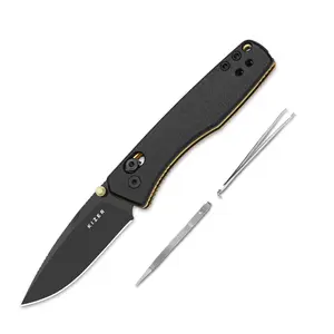 Kizer Aegis Black Micarta Handle Black PVD Coating D2 Tool Steel V3774T1