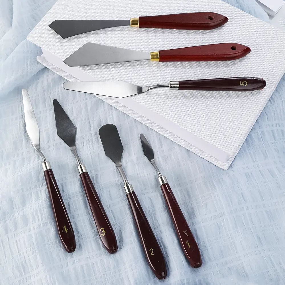 7 pcs Stainless Steel Spatula Palette Knife Drawing Scraper Oil Knife Oil Painting Accessories Color Mixing Scraper Metal Artist Knives for Art Acrylic Draw