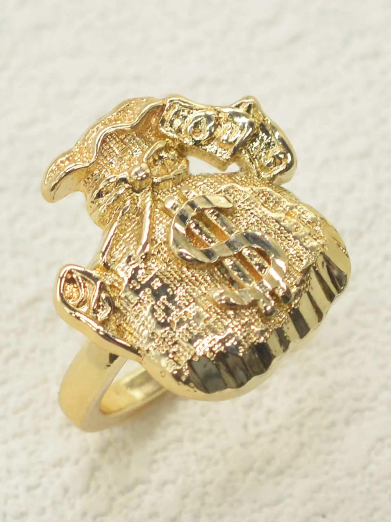 1pc 14k Money Bag Ring, Elegant Fashion Rings, Dollar Symbol Feng Shui Jewelry, Unisex Gift for New Year, Business Launch, Birthday, Streetwear & Party Wear, Statement Rings, Beautiful Rings, Unique Rings