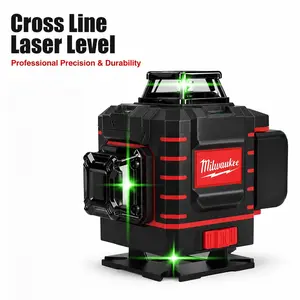 Milwaukee M12 12V 2-Line Cross Laser Level with 8-Hour Runtime, Plus or Minus 0.2mm/10m Accuracy, and 4-Degree Auto-Leveling for Professional Cabinet Installation, Ceramic Tiling, and Remodeling Jobs