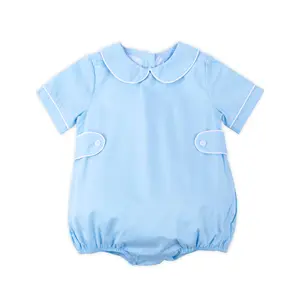 Solid Light Blue Collared Bubble - Short Sleeve Classic Boys Outfit