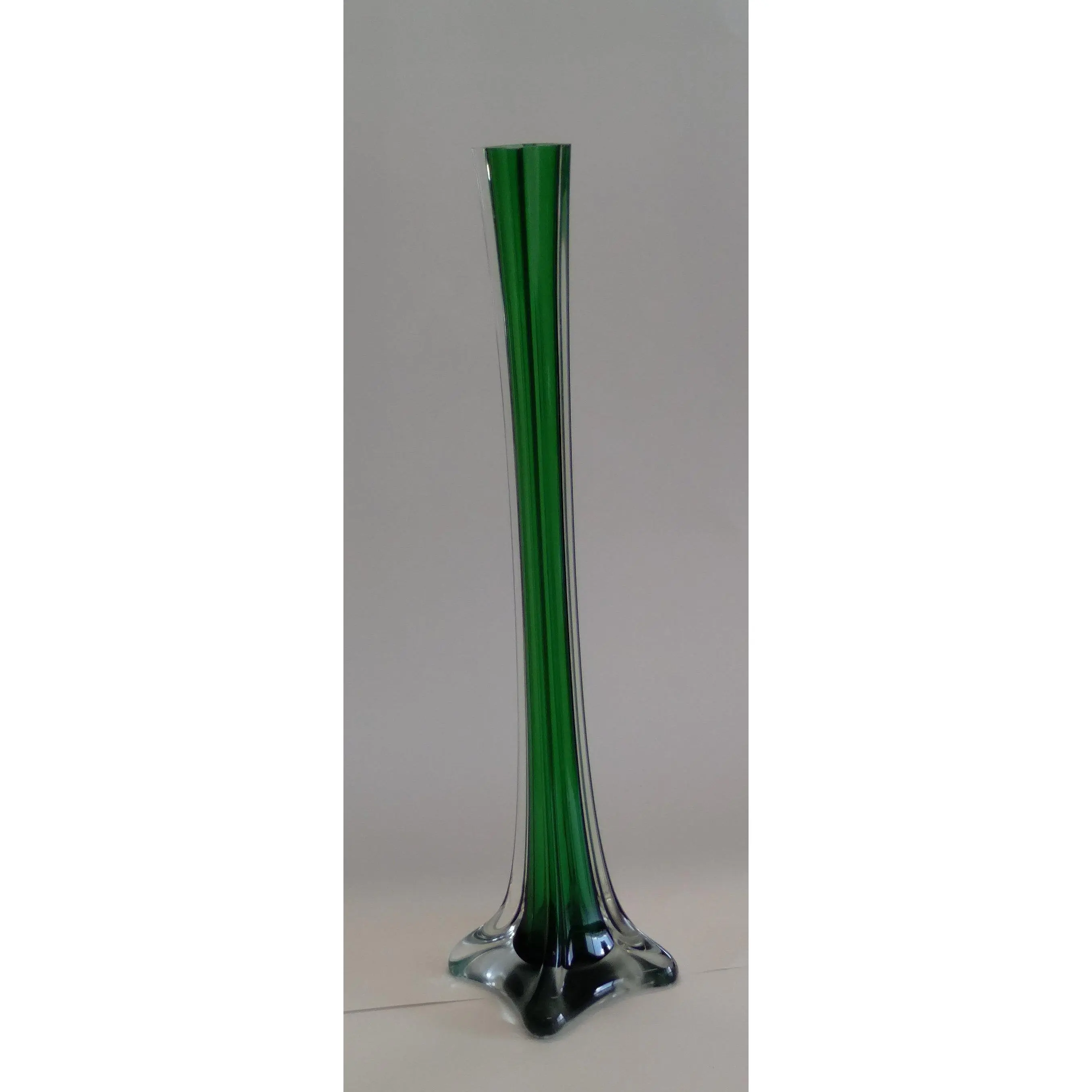 Tall vase green vase flower vase glass vase rose vase vintage vase long tall vase