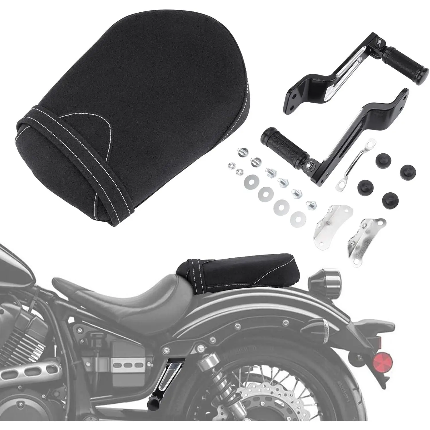 Motorcycle Passenger Seat & Foot Pegs for Yamaha Bolt, Rear Seat Pillion Footpeg Mount Kit Replacement Accessories for Yamaha Bolt XV950/XV950R (2014-2021) Bolt R-Spec (2014-2025)