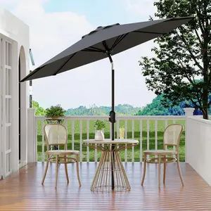 10FT Bright Yellow Outdoor Patio Umbrella with 8 Sturdy Ribs, Easy Crank Lift & Push Button Tilt, Waterproof & UV Protection Market Sun Shade for Pool, Deck, Yard & Garden