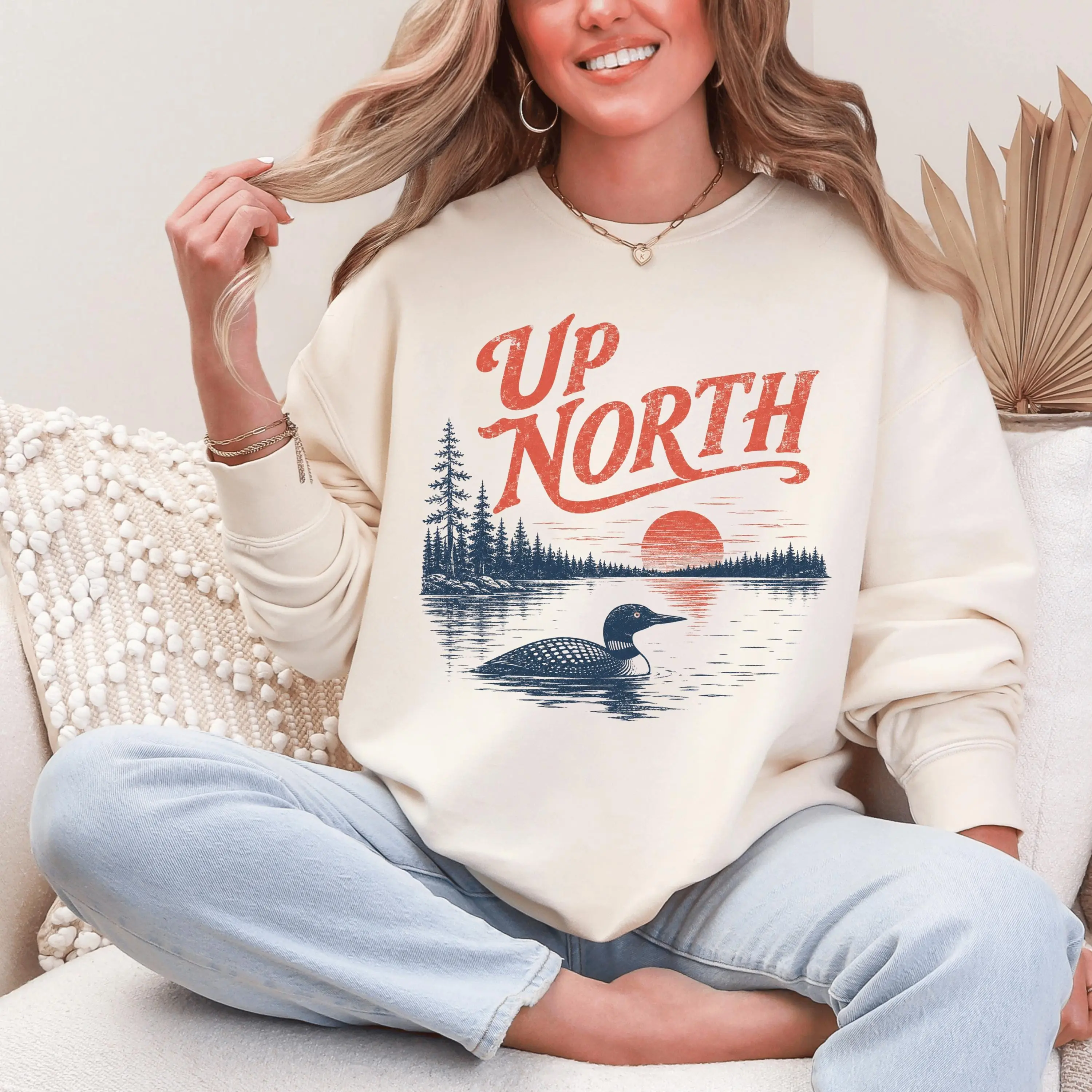 Up North Sweatshirt, Vintage Loon Crewneck, GIldan Sweatshirt, Lake Cabin Shirt, Midwest Lake Life Sweater, Northwoods Sweatshirt Melissa M