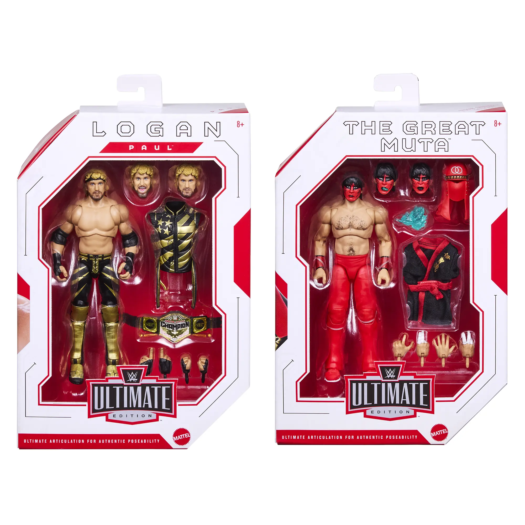 WWE Best of Ultimate Edition 8 - Set of 2 (Great Muta & Logan Paul) Mattel WWE Toy Wrestling Action Figures