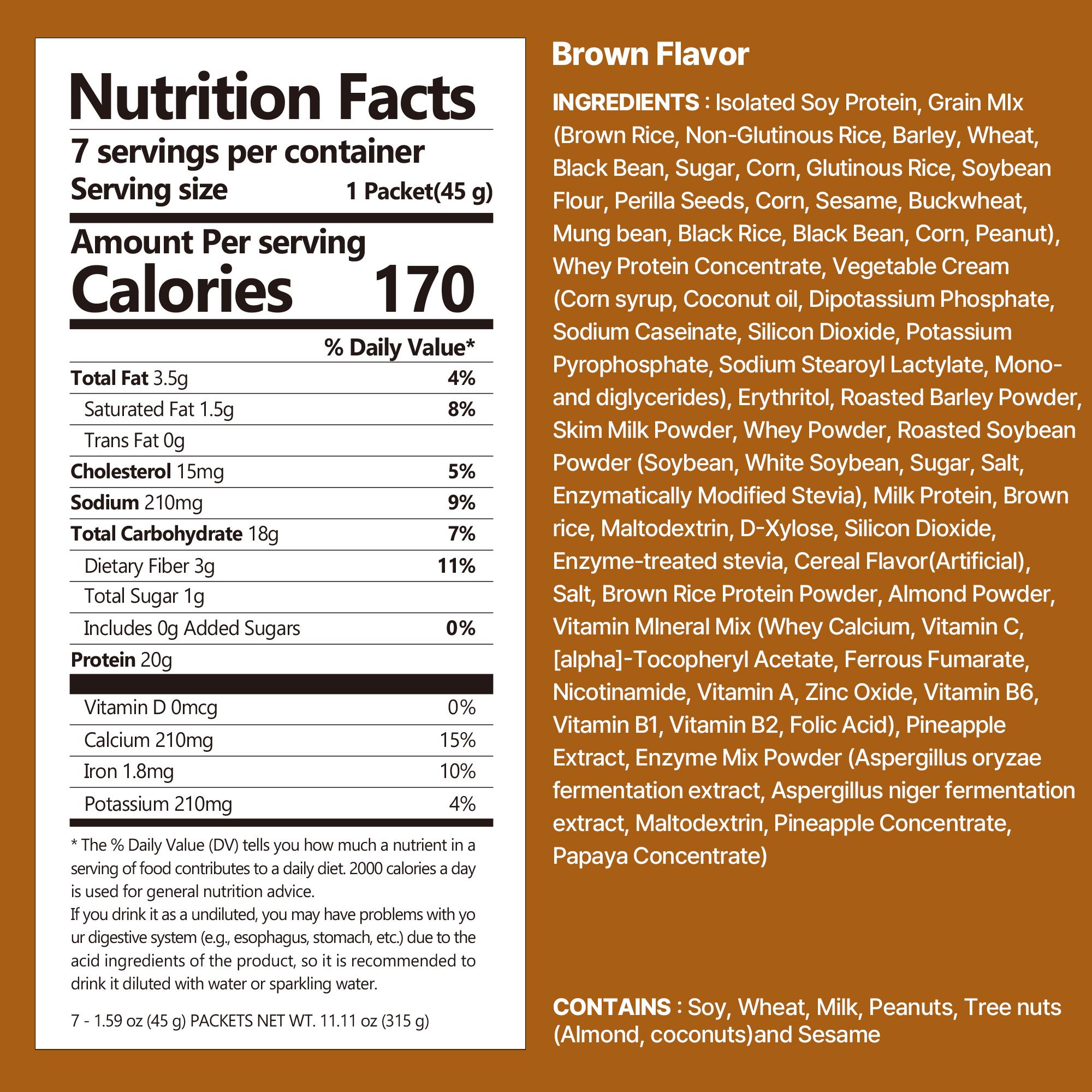 [Fullight Official] Flimeal Crunchy Protein Powder, 20~22g Protein, Low Sugar Keto-Friendly On-the-Go-Pack of 7, Meal Replacement, Easily Digestible Preworkout Drink