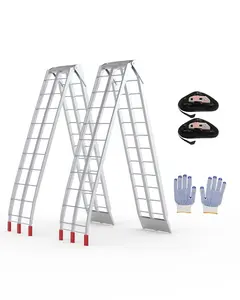 GARVEE 2 Pcs Aluminum Loading Ramps for Pickup Trucks, 1500 lbs Capacity, Lightweight with Load Straps for Motorcycles, Lawn Mowers, ATV/UTV, and Golf Carts