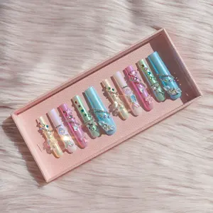 Handmade Luxury Press on Nails Reusable XXXL Long Duck Tips Glue On Fake Nails