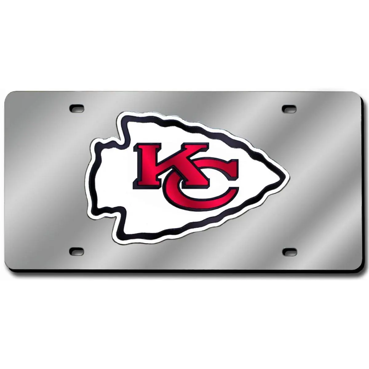 212 MAIN Acrylic License Plate - 6x12 in, Laser-Cut Silver, Chiefs Logo, Vehicle Display Accessory, Sports Collectible