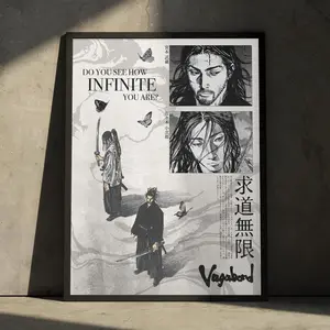 Vagabond Anime Manga Poster Art Print, Miyamoto Musashi Minimalist Vintage Japanese Samurai Wall Decor Artwork Christmas Gift
