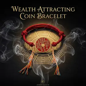 Copper Wealth Coins Red String Bracelet, Peace Amulet, Evil-Banishing Charm, Luck Enhancer, Unisex Accessory, Feng Shui Master Blessing