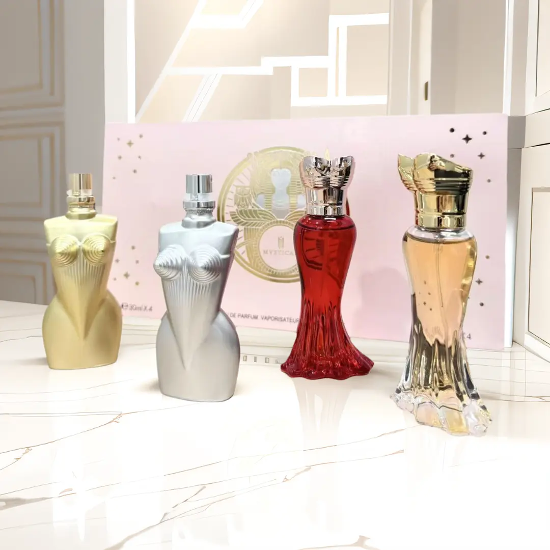 MYSTICAL Luxury Women's Fragrance Collection | 4-Piece Long Lasting Eau de Parfum Gift Set for Her | Premium Silhouette Body-Shaped Pheromone Perfume Spray | Pure Seduction Signature Scents for Night & Daily Wear (30ml x 4 / 1.0 fl oz)