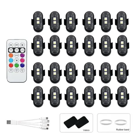 6/12/18/24 PCS RGB LED Car Lights - Fast Charge USB Rechargeable Wireless Interior Lighting, Glare-Free Glow Under-Seat Footwell Cool Car Decorations, Compact Interior Décor Auto Accessories for Tight Spaces, Holiday Gift