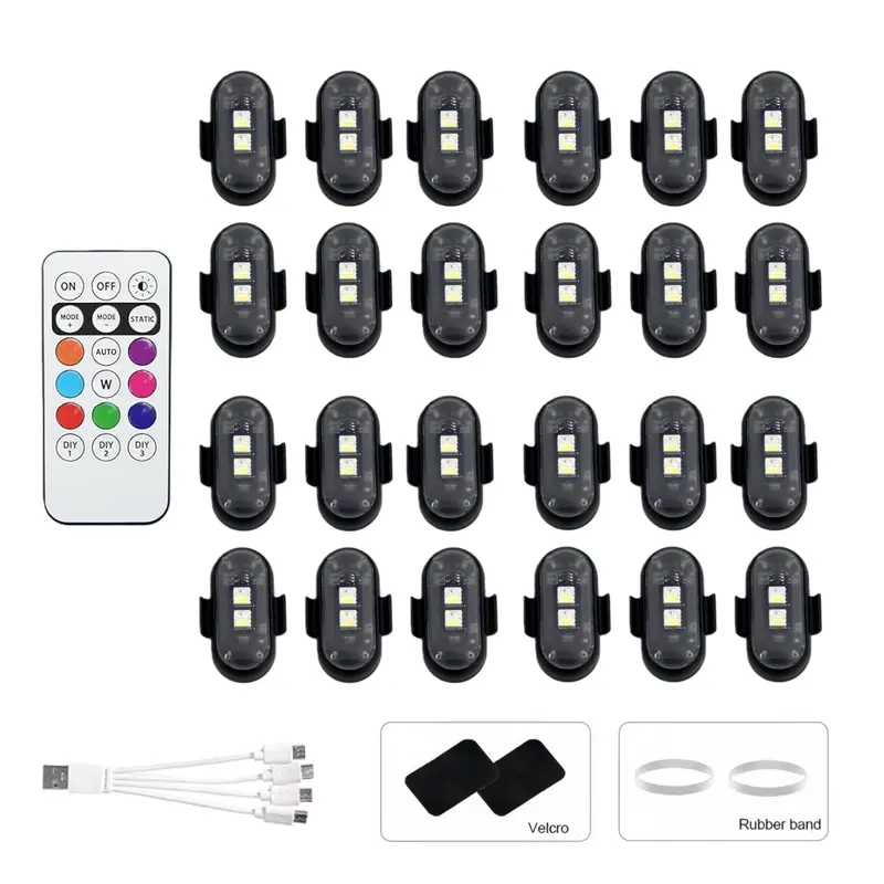 6/12/18/24 PCS RGB LED Car Lights - Fast Charge USB Rechargeable Wireless Interior Lighting, Glare-Free Glow Under-Seat Footwell Cool Car Decorations, Compact Interior Décor Auto Accessories for Tight Spaces, Holiday Gift