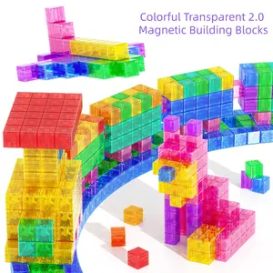 Portable Iron Box Early Education Toy Bag, Colorful Transparent Magnetic Blocks, Mini Magnetic Toys for Kids Travel Set