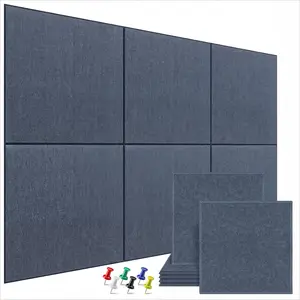 Large Cork Bulletin Board for Wall 36" x 24", 6 Pack Dark Grey Felt Pin Board with 30 Pushpins and 36 Safe Removable Adhesive Tabs, Felt Wall Tiles for Office(Dark Grey)