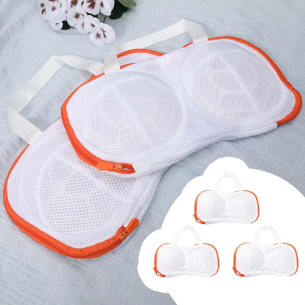 3 Pack Mesh Bra Wash Bags for Laundry, Zippered Cloth Accessory Set for Washing Machine, Protect Women's Clothes Delicates & Underwear from Snagging, Deforming, Reusable Brassiere Laundry Pouch,Daily Use beach essentials,summerwins