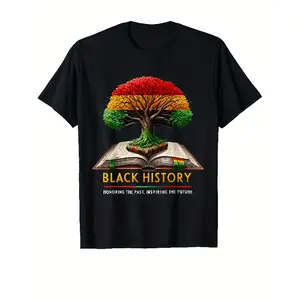 Men's Black History Pride T-Shirt - African Cultural Tee with Traditional Akoubaa/Acacia Tree, Quick-Dry Breathable Fabric, Regular Fit Short Sleeve Shirt for - Casual Wear & Ancestral Apparel