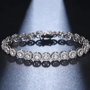 [Thin Iced Out Shiny Tennis Bracelet] Silver Plated Iced Out Shiny Zirconia Thin Tennis Bracelet Super Shiny Versatile Copper Hand Chain