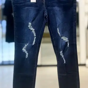 Women's Stretchy Ripped Denim Jeans - Everyday Casual Fit Womenswear Bottom Clothes