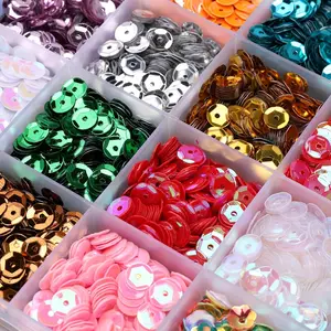 8,000 loose decorative sequins, Beaded Sequin, DIY Beading Accessories, 6mm multi-colored plastic sewing beads, suitable for DIY crafts, nail art, clothing, role-playing, jewelry making, easy to use, holiday decorations